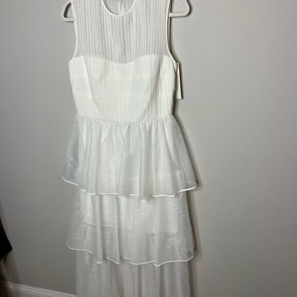 Simkhai Benton Tulle Plisse Midi Dress in White size 6 NWT - Picture 6 of 10